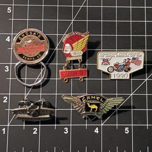 Vintage Motorcycle pin badge keychain 5-piece lot Harley Davidson Four Corners